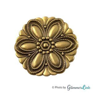 BM Floral Matte Finish Relief Gold Tone Brooch